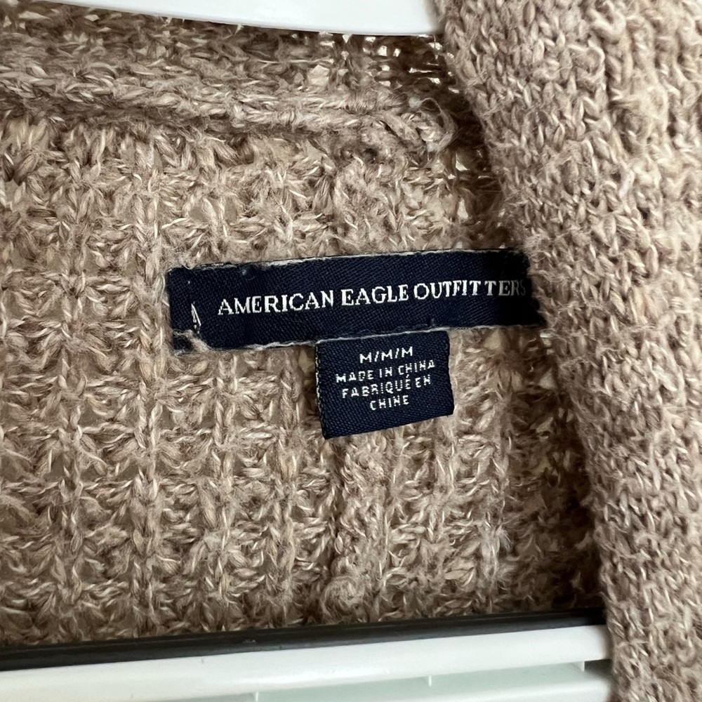 American Eagle Outfitters Cozy Open-Front Cardigan - Taupe Brown - Picture 3 of 6